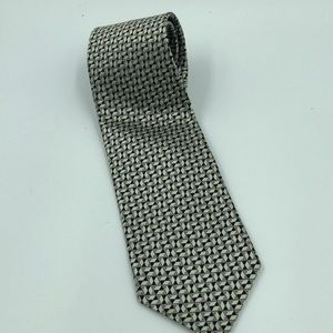 Zegna  Silver N Black Geometric Silk Tie
